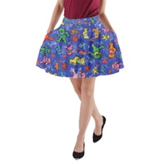 Grateful Dead Dancing Bears Pattern A-line Pocket Skirt by Salmanaz77