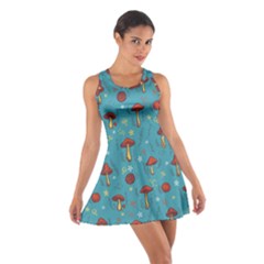 Whimsical Mushroom Pattern Cotton Racerback Dress by Drawde