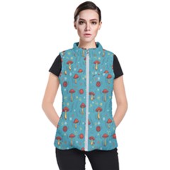 Whimsical Mushroom Pattern Women s Puffer Vest by Drawde