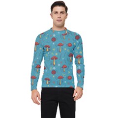 Whimsical Mushroom Pattern Men s Long Sleeve Rash Guard by Drawde