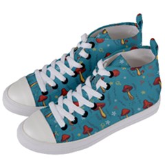 Whimsical Mushroom Pattern Women s Mid-top Canvas Sneakers by Drawde