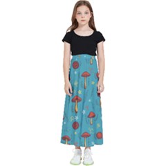 Whimsical Mushroom Pattern Kids  Flared Maxi Skirt by Drawde