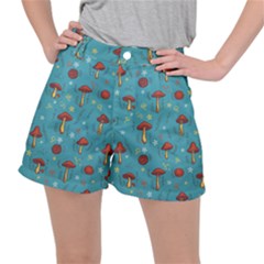 Whimsical Mushroom Pattern Women s Ripstop Shorts by Drawde