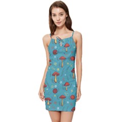 Whimsical Mushroom Pattern Summer Tie Front Dress by Drawde