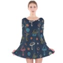 Whimsical Mushrooms pattern Long Sleeve Velvet Skater Dress View1