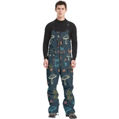 Whimsical Mushrooms Pattern Men s Front Zip Ski And Snowboard Bib Pants by Drawde