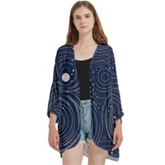 Art Open Front 3/4 Sleeve Batwing Chiffon Cardigan Kimono by zappwaits