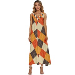 Halloween Argyle Pattern  V-neck Sleeveless Wide Leg Pants Overalls by Safari