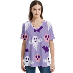 Boo Crew Halloween Season V-neck Split Shoulder Casual T-shirt by Safari