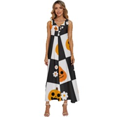 Seamless Halloween Pattern With Smiling Pumpkin 20240926 161714 0000 V-neck Sleeveless Wide Leg Pants Overalls by Safari