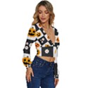 Seamless Halloween Pattern With Smiling Pumpkin 20240926 161714 0000 Long Sleeve Deep-V Velour Top View3