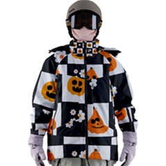 Seamless Halloween Pattern With Smiling Pumpkin 20240926 161714 0000 Women s Zip Ski And Snowboard Waterproof Breathable Jacket by Safari