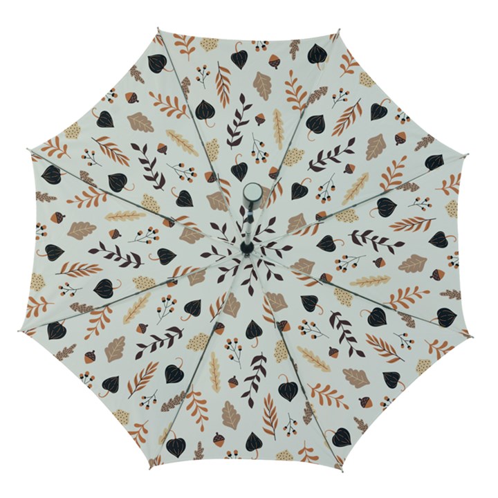 Autumn Seamless Leaves Pattern  Automatic Folding Umbrella with Case (Medium)