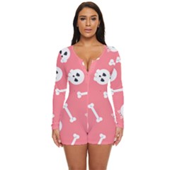 Halloween Pattern With Sculles And Bones 20240926 160927 0000 Long Sleeve Boyleg Swimsuit by Safari