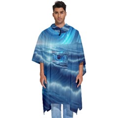 Astral Waveform Fantasy Men s Hooded Rain Ponchos by Grandong