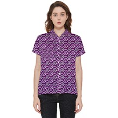 Violet White Pattern Short Sleeve Pocket Shirt by ytdream