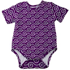 Violet White Pattern Baby Short Sleeve Bodysuit by ytdream