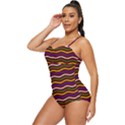 Multicolor Wave Pattern Retro Full Coverage Swimsuit View2