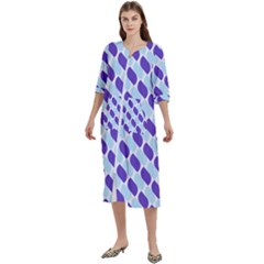 White Blue Pattern Women s Cotton 3/4 Sleeve Nightgown by ytdream