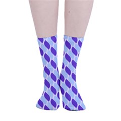 White Blue Pattern Smooth Crew Length Tube Socks by ytdream