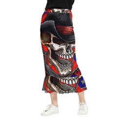 Confederate Flag Usa America United States Csa Civil War Rebel Dixie Military Poster Skull Maxi Fishtail Chiffon Skirt by Ket1n9