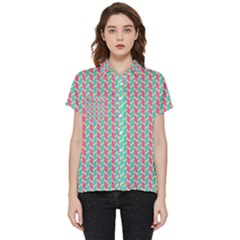 Yellow Blue Pattern Short Sleeve Pocket Shirt by ytdream