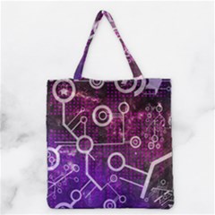 Cosmic Network Geometric Art Grocery Tote Bag by ExtraAwesomeSauce