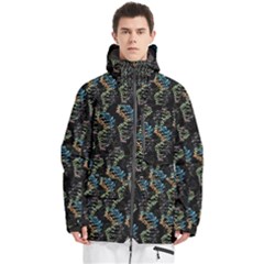 Multicolored Dna Strand Art Men s Multi Pockets Zip Ski And Snowboard Waterproof Breathable Jacket by ExtraAwesomeSauce