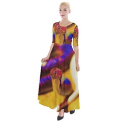 Vibrant Forked-tongue Snake Art Half Sleeves Maxi Dress by ExtraAwesomeSauce