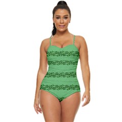 Shamrock Lucky Clover Pale Green Retro Full Coverage Swimsuit by CoolDesigns