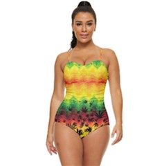 Marijuana Zigzag Yellow & Orange Cannabis Retro Full Coverage Swimsuit by CoolDesigns