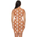 Orange Hawaii Pattern Hibiscus Flowers Draped Bodycon Dress View4