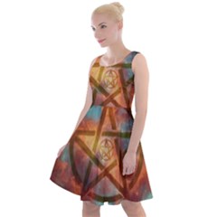 Enchanted Nebula Pentagram Art Knee Length Skater Dress by ExtraAwesomeSauce