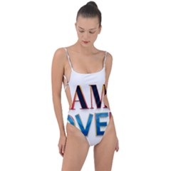 Game Over Text Design  Tie Strap One Piece Swimsuit by 7223056