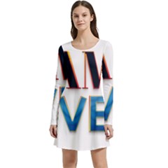 Game Over Text Design  Long Sleeve Velour Skater Dress by 7223056