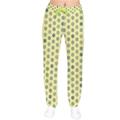 Green Yellow And Green D Hexagon Honeycomb Geometric Seamless Women s Women Velvet Drawstring Pants by CoolDesigns