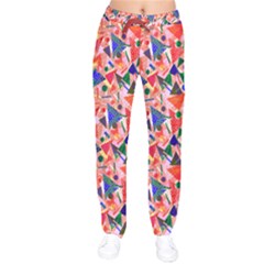 Tribal Diamond Digital Art Pink Velvet Drawstring Pants by CoolDesigns