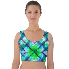 Turquoise Tie Dye Velvet Crop Top by CoolDesigns