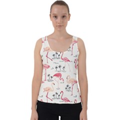 White Flamingo Bird Pattern Velvet Tank Top by CoolDesigns