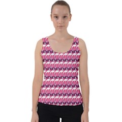 Pink Elegance Pattern Purple Flamingo And Wings Velvet Tank Top by CoolDesigns