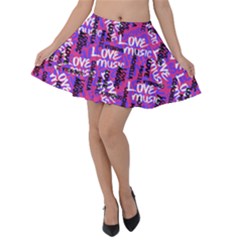 Love Music Blue Violet Musical Art Velvet Skater Skirt by CoolDesigns