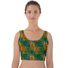 Olive Neon Laser Beams Velvet Crop Top by CoolDesigns