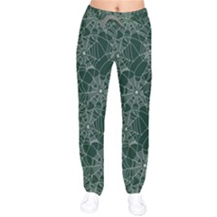 Cool Webs Spiders Print Dark Green Women Velvet Drawstring Pants by CoolDesigns