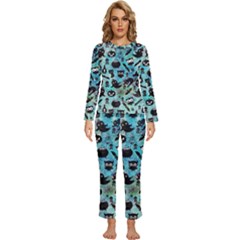 Ghosts Owls Pumpkins Womens  Long Sleeve Lightweight Pajamas Set by kyorashop23