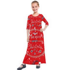 Merry, Happy Christmas, Christmas Gnome Kids  Quarter Sleeve Maxi Dress by kyorashop23