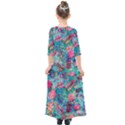 Pink On Blue Leaves Kids  Quarter Sleeve Maxi Dress View2