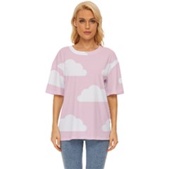 Clouds Pink Pattern Oversized Basic T-shirt by ConteMonfrey