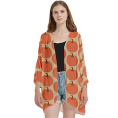 Cute Pumpkin Open Front 3/4 Sleeve Batwing Chiffon Cardigan Kimono by ConteMonfrey