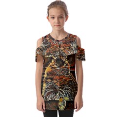 Cats Are Cooler Cat In Glasses Fold Over Open Sleeve Top by ConteMonfrey