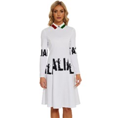 Strong Italian Energy Long Sleeve Shirt Collar A-line Dress by ConteMonfrey